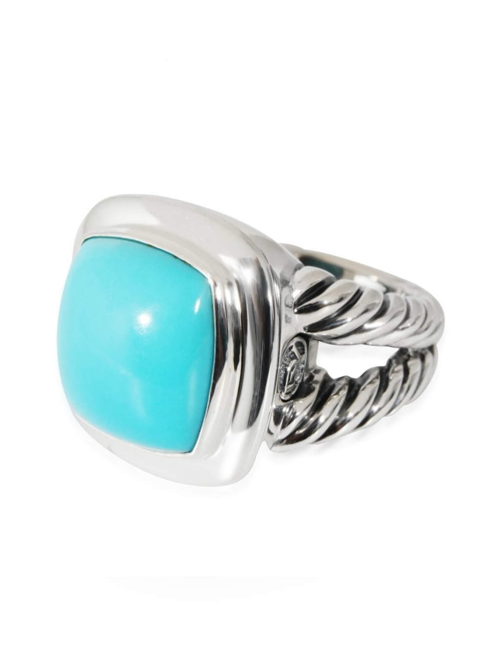 David Yurman Albion Turquoise Ring Sterling Silver 14mm Blue Size 8